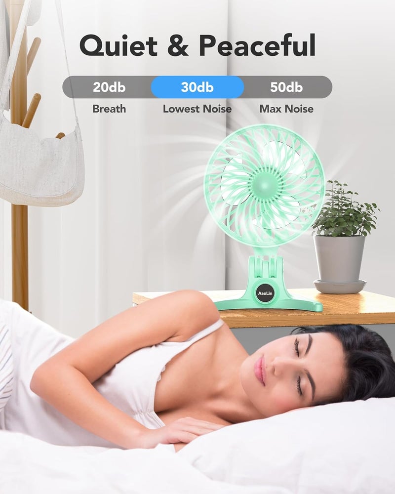 AaoLin USB Desk Fan, Small Fans with CVT Variable Speeds, Strong Cooling Airflow, Quiet Portable, Desktop Mini Personal Table Fan for Room, Home, Office, Bedroom, Green - Image 3